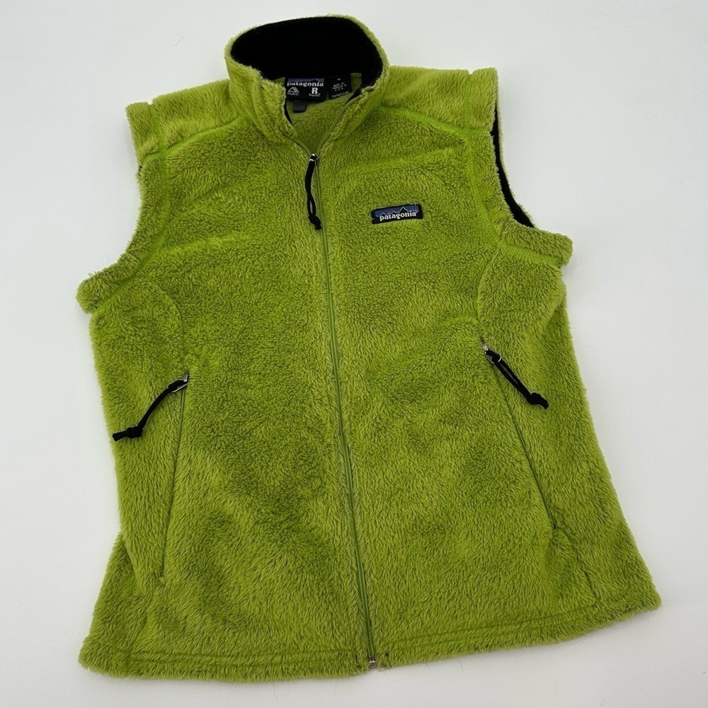 Patagonia Green Furry Zip Up Vintage USA Regulator Vest Women’s Size Medium